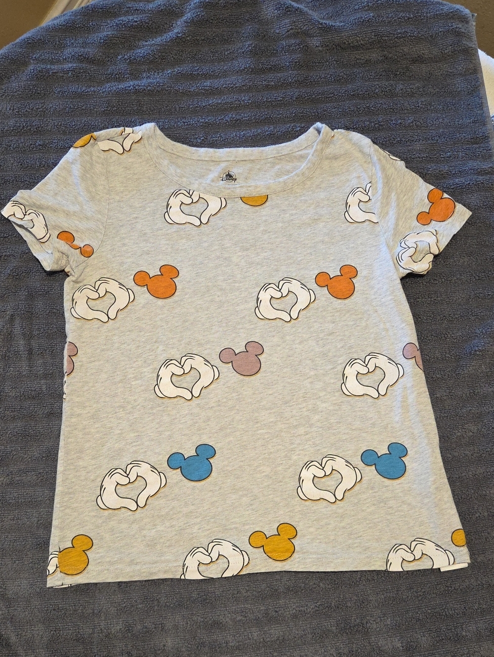 Disney Short Sleeve Tee with Multicolor Mouse Head Prints - Gray